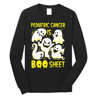 Spooky Yellow Ghost for Pediatric Cancer Awareness Long Sleeve Shirt