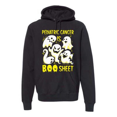 Spooky Yellow Ghost for Pediatric Cancer Awareness Premium Hoodie