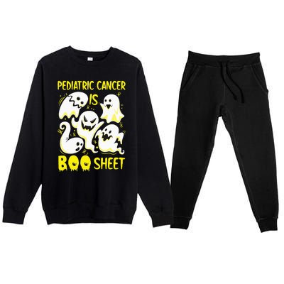 Spooky Yellow Ghost for Pediatric Cancer Awareness Premium Crewneck Sweatsuit Set