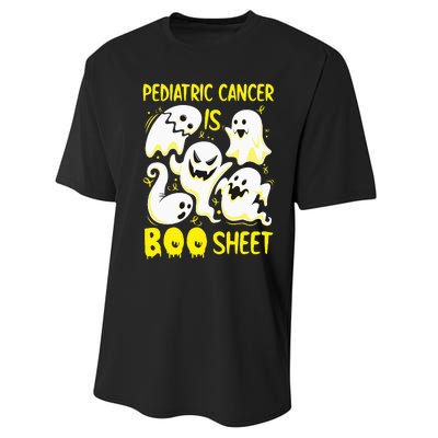 Spooky Yellow Ghost for Pediatric Cancer Awareness Performance Sprint T-Shirt