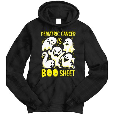 Spooky Yellow Ghost for Pediatric Cancer Awareness Tie Dye Hoodie