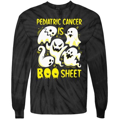 Spooky Yellow Ghost for Pediatric Cancer Awareness Tie-Dye Long Sleeve Shirt