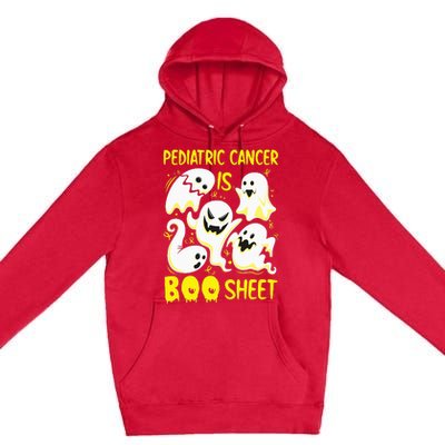 Spooky Yellow Ghost for Pediatric Cancer Awareness Premium Pullover Hoodie