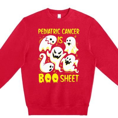 Spooky Yellow Ghost for Pediatric Cancer Awareness Premium Crewneck Sweatshirt