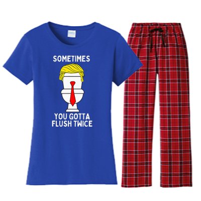 Sometimes You Gotta Flush Twice Women's Flannel Pajama Set