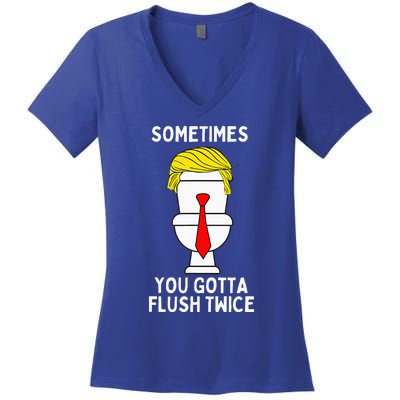 Sometimes You Gotta Flush Twice Women's V-Neck T-Shirt