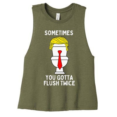 Sometimes You Gotta Flush Twice Women's Racerback Cropped Tank