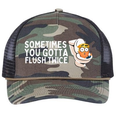 Sometimes You Gotta Flush Twice Retro Rope Trucker Hat Cap