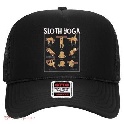 Sloth Yoga Gift Slow Animal Exercise Lovers High Crown Mesh Back Trucker Hat