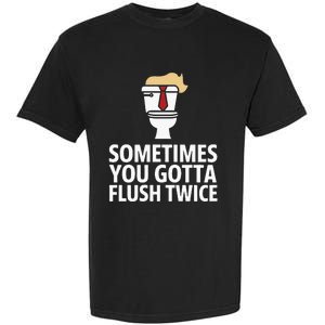 Sometimes You Gotta Flush Twice Funny Kamala Harris Walz Garment-Dyed Heavyweight T-Shirt