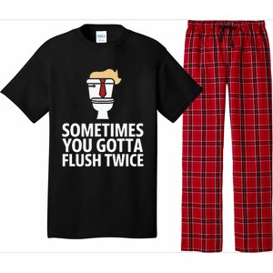 Sometimes You Gotta Flush Twice Funny Kamala Harris Walz Pajama Set