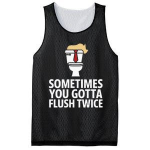 Sometimes You Gotta Flush Twice Funny Kamala Harris Walz Mesh Reversible Basketball Jersey Tank