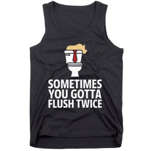 Sometimes You Gotta Flush Twice Funny Kamala Harris Walz Tank Top