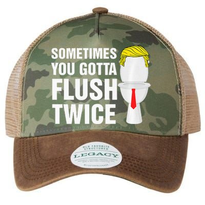 Sometimes You Gotta Flush Twice Funny Election 2024 Premium Legacy Tie Dye Trucker Hat