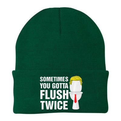 Sometimes You Gotta Flush Twice Funny Election 2024 Premium Knit Cap Winter Beanie