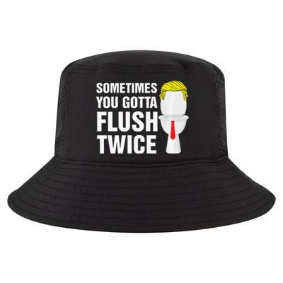 Sometimes You Gotta Flush Twice Funny Election 2024 Premium Cool Comfort Performance Bucket Hat