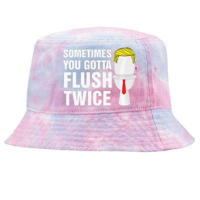 Sometimes You Gotta Flush Twice Funny Election 2024 Premium Tie-Dyed Bucket Hat