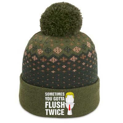 Sometimes You Gotta Flush Twice Funny Election 2024 Premium The Baniff Cuffed Pom Beanie