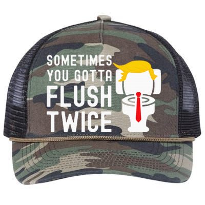 Sometimes You Gotta Flush Twice Retro Rope Trucker Hat Cap