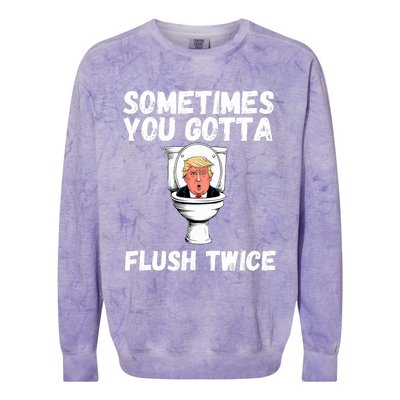 Sometimes You Gotta Flush Twice Funny Anti Trump Election Colorblast Crewneck Sweatshirt