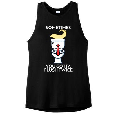 Sometime You Gotta Flush Twice Ladies PosiCharge Tri-Blend Wicking Tank