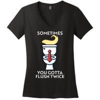 Sometime You Gotta Flush Twice Women's V-Neck T-Shirt