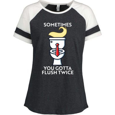 Sometime You Gotta Flush Twice Enza Ladies Jersey Colorblock Tee