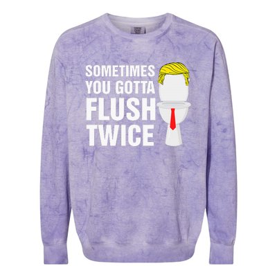 Sometimes You Gotta Flush Twice Funny Election 2024 Colorblast Crewneck Sweatshirt