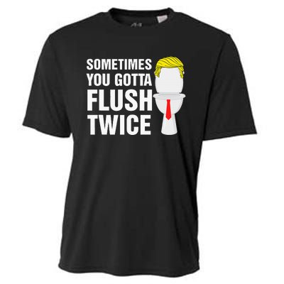 Sometimes You Gotta Flush Twice Funny Election 2024 Cooling Performance Crew T-Shirt