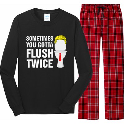 Sometimes You Gotta Flush Twice Funny Election 2024 Long Sleeve Pajama Set