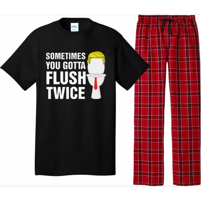 Sometimes You Gotta Flush Twice Funny Election 2024 Pajama Set