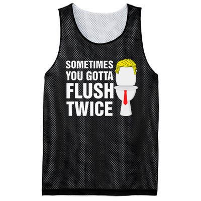 Sometimes You Gotta Flush Twice Funny Election 2024 Mesh Reversible Basketball Jersey Tank