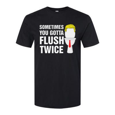 Sometimes You Gotta Flush Twice Funny Election 2024 Softstyle CVC T-Shirt