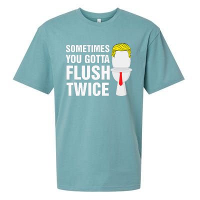 Sometimes You Gotta Flush Twice Funny Election 2024 Sueded Cloud Jersey T-Shirt