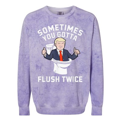 Sometimes You Gotta Flush Twice 2024 Colorblast Crewneck Sweatshirt