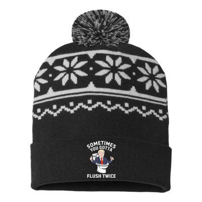 Sometimes You Gotta Flush Twice 2024 USA-Made Snowflake Beanie