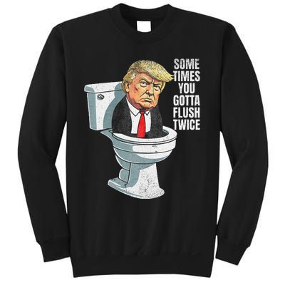 Sometimes You Gotta Flush Twice Funny Anti Trump Graphic Sweatshirt