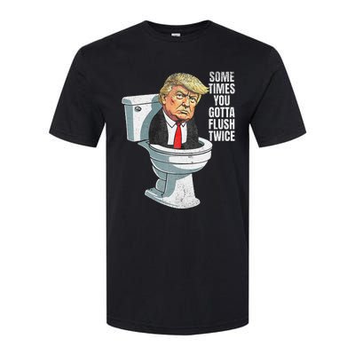 Sometimes You Gotta Flush Twice Funny Anti Trump Graphic Softstyle® CVC T-Shirt