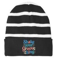 Shake Your Groove Thing Retro Vibes Striped Beanie with Solid Band