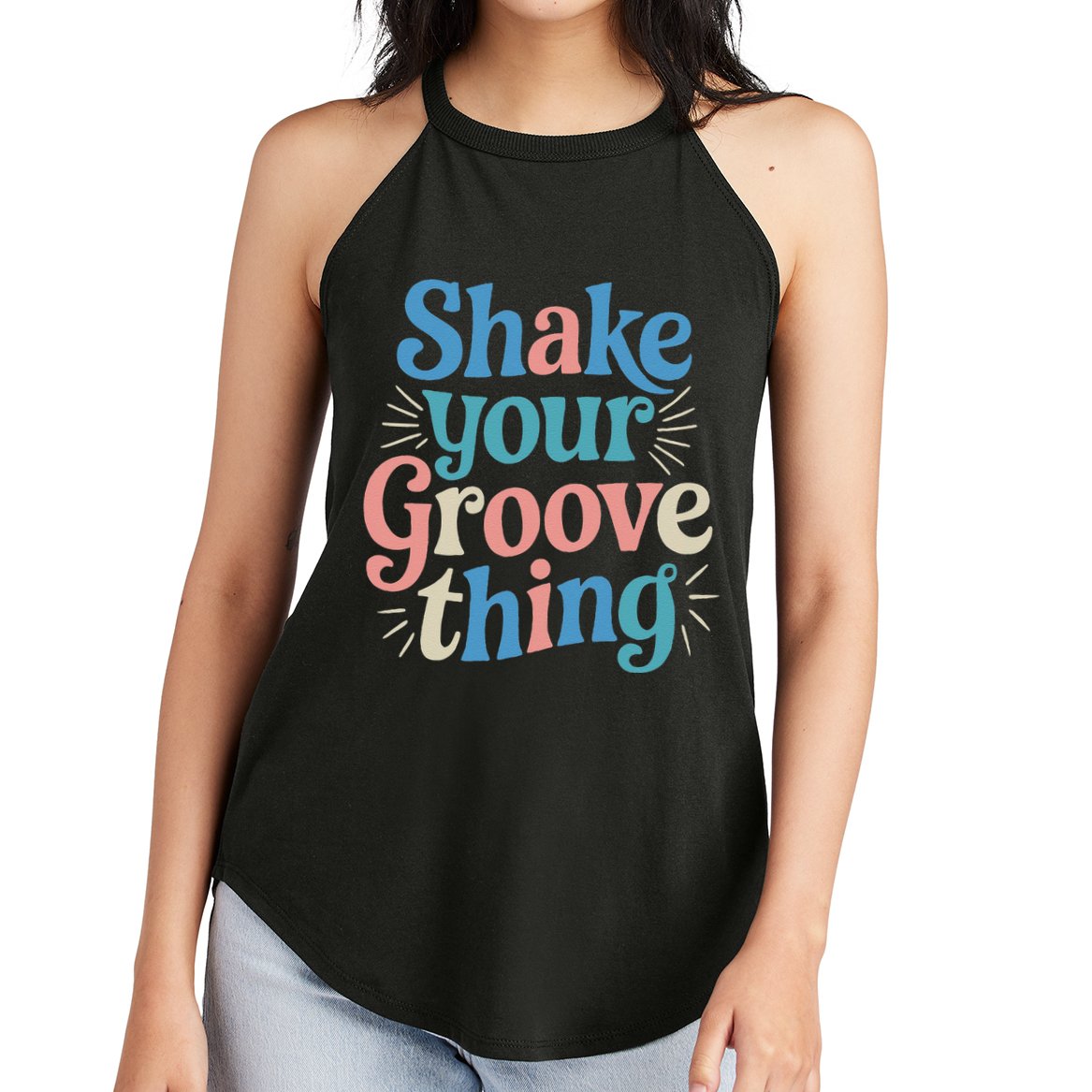 Shake Your Groove Thing Retro Vibes Women's Perfect Tri Rocker Tank