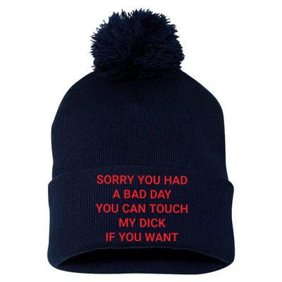 Sorry You Had A Bad Day You Can Touch My Dick If You Want Pom Pom 12in Knit Beanie