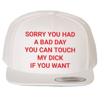 Sorry You Had A Bad Day You Can Touch My Dick If You Want Wool Snapback Cap