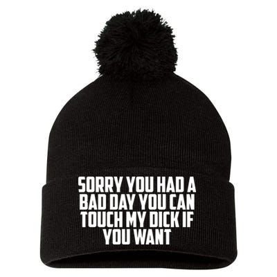 Sorry You Had A Bad Day You Can Touch If You Want Pom Pom 12in Knit Beanie