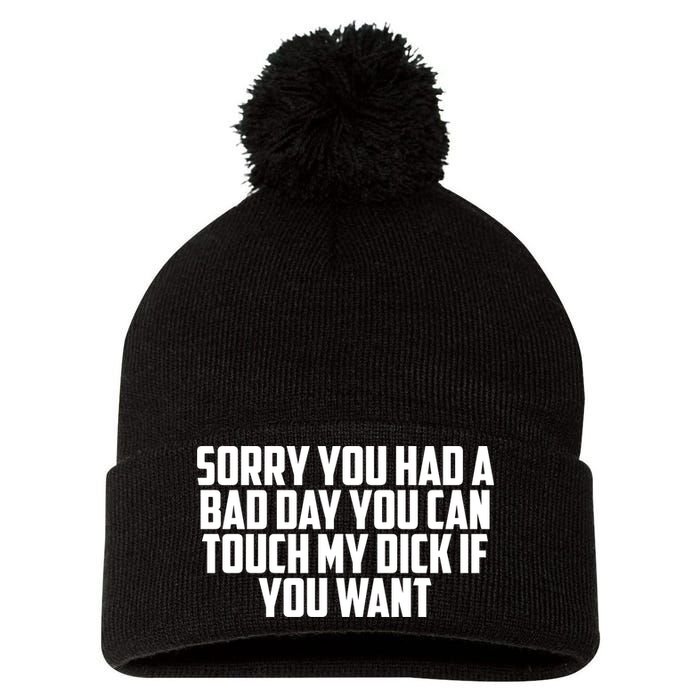 Sorry You Had A Bad Day You Can Touch If You Want Pom Pom 12in Knit Beanie