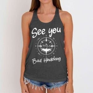 See You Hiking Bad Hindelang Germany Vacation Ski Compass Women's Knotted Racerback Tank