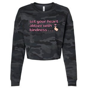 Set Your Heart Ablaze With Kindness Relaxed Fit Cropped Pullover Crew