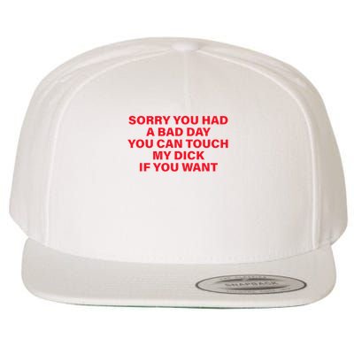Sorry You Had A Bad Day You Can Touch My Dick If You Want Wool Snapback Cap