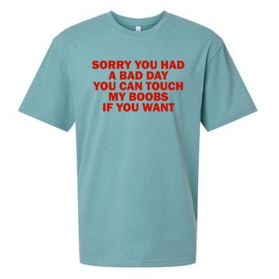 Sorry You Had A Bad Day You Can Touch My Boobs If You Want Sueded Cloud Jersey T-Shirt