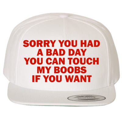 Sorry You Had A Bad Day You Can Touch My Boobs If You Want Wool Snapback Cap