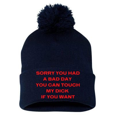 Sorry You Had A Bad Day You Can Touch My Dick If You Want Pom Pom 12in Knit Beanie